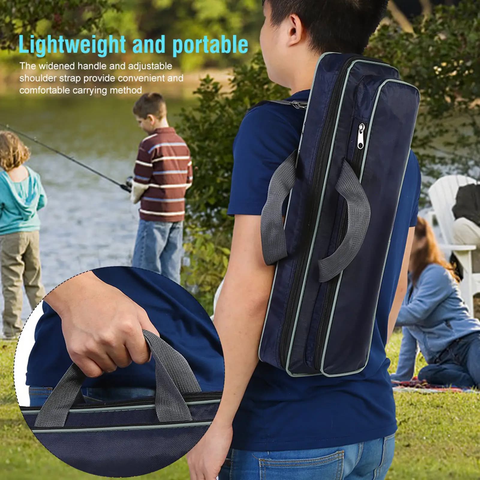 ZK30 Outdoor Fishing Rod Pole Reel Esche Box Bag for Equipment Bag with Adjustable Shoulder Strap