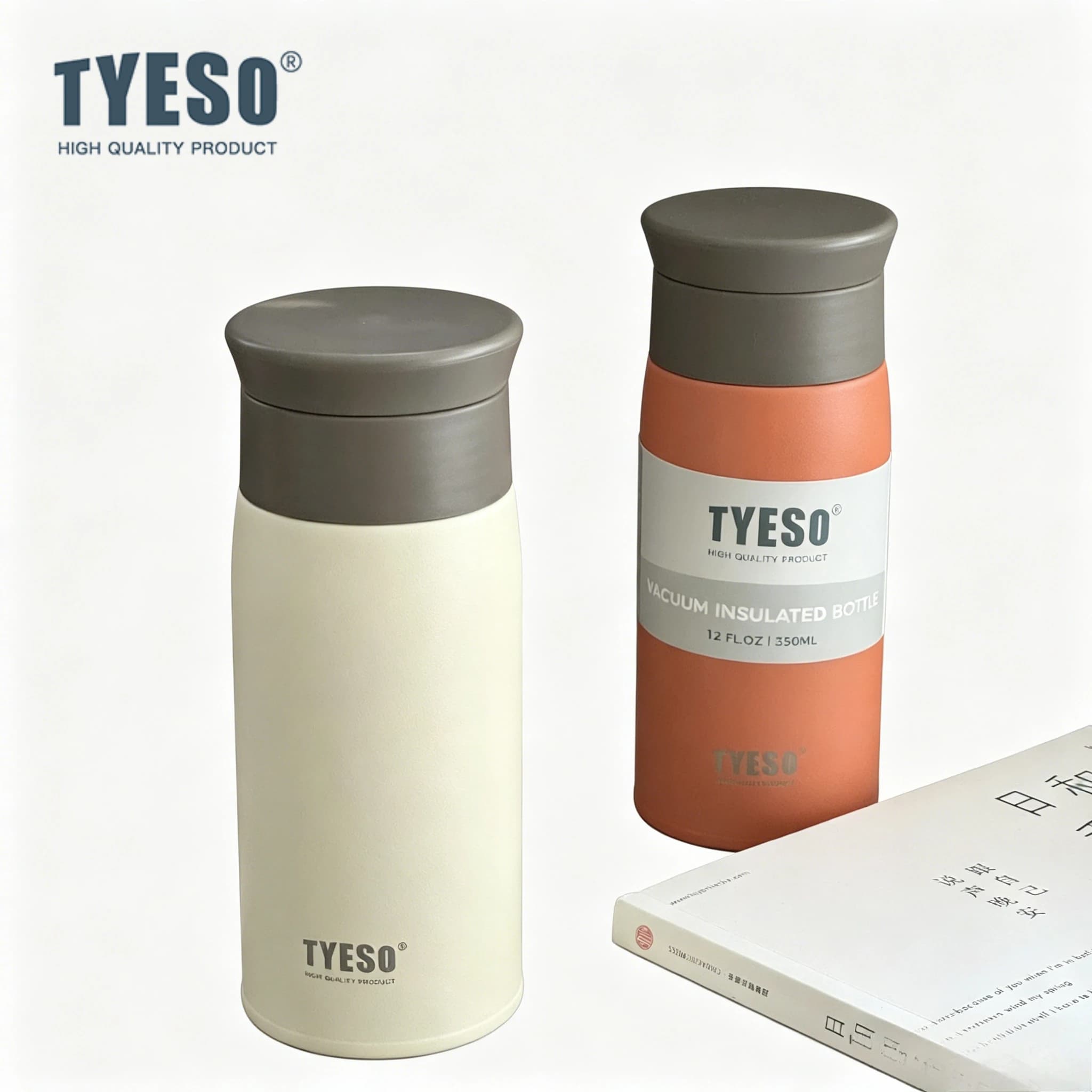 Tyeso Thermos da 350ml in Acciaio Inox, Tazza da Viaggio con Design Opaco, Bottiglia d'Acqua Isolata Portatile per Uomini e Donne