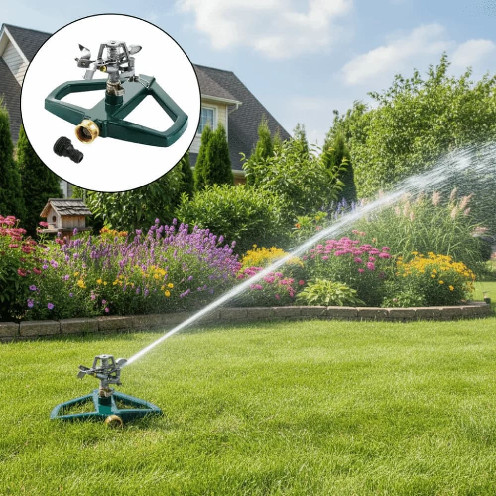 360 ° Irrigatore Rotante per Giardino in Lega di Zinco, Sistema di Irrigazione Automatico a Rotazione, Irrigatore a Impatto