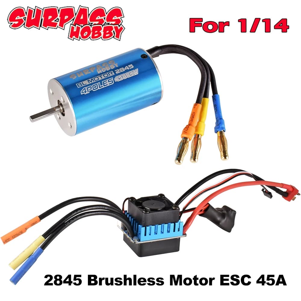 SURPASS HOBBY 2845 Motore Brushless e ESC Combo 4500KV 45A Set Regolatore di Velocità Elettrico per Parti di Aggiornamento per Auto 1/14 RC