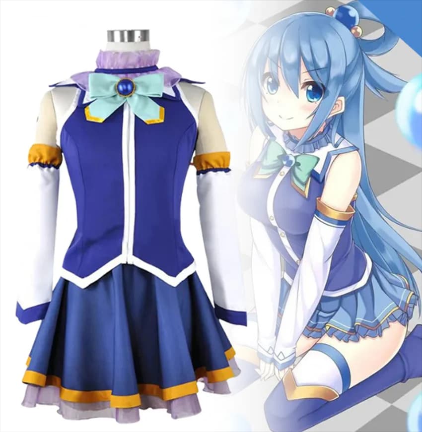 KonoSuba La Benedizione di Dio su Questo Meraviglioso Mondo Aqua Top Abito Uniforme Vestito Anime Costumi Cosplay Abbigliamento Quotidiano
