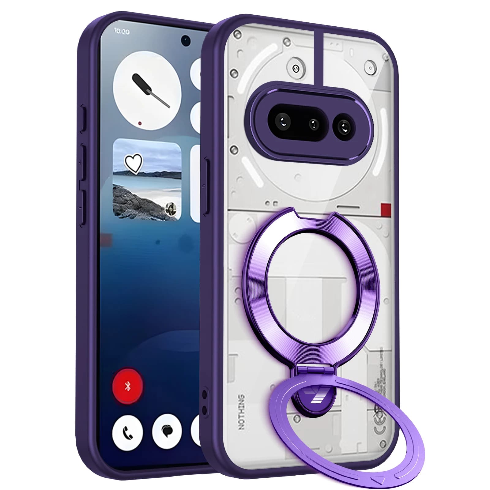 For Nothing Phone 4A Pro Case Hard PC Slim Transparent Ring Stand Protective Back cover Case For Nothing Phone 4A 3 3A Shell