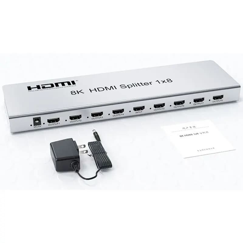 Splitter compatibile HDMI 8K 60Hz 1x8 Convertitore audio video 1 ingresso 8 uscite con download EDID per DVD PS4 Fotocamera PC HDTV