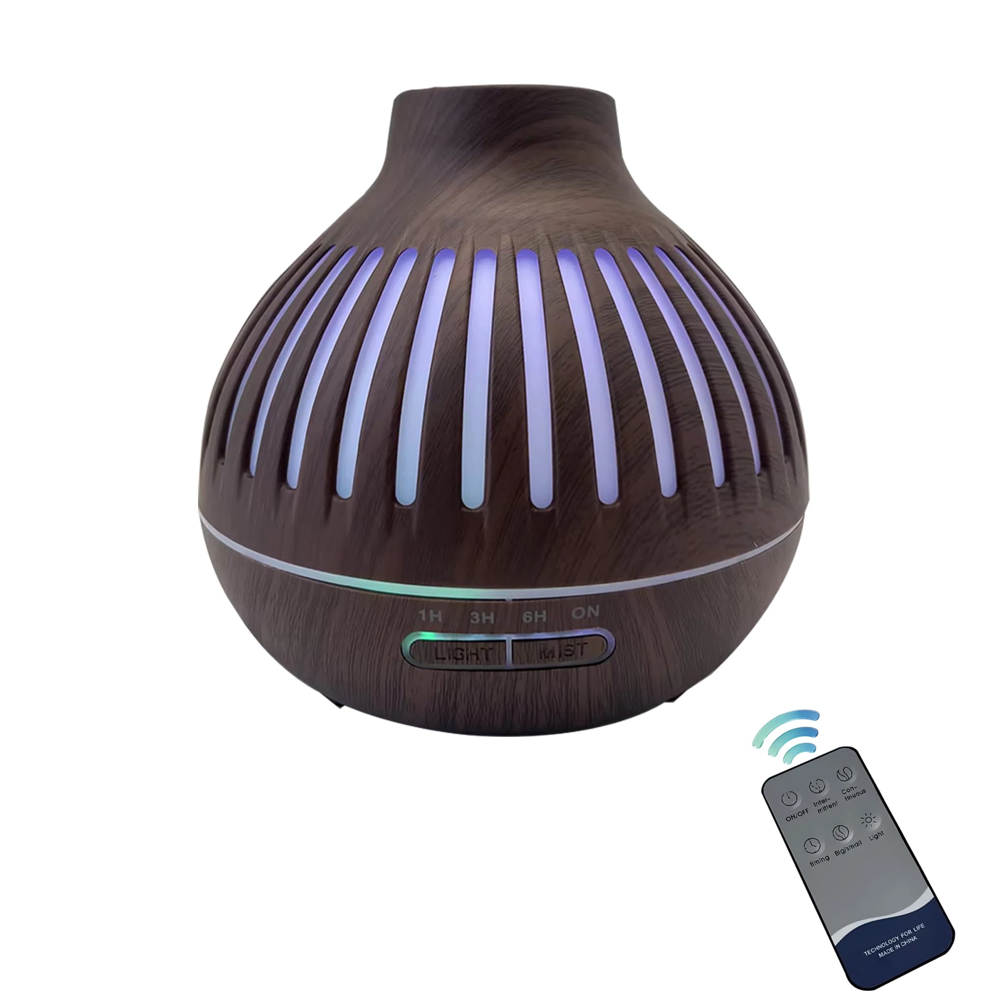 7 Color LED Aromatherapy Essential Oil Diffuser Wood Grain Cool Mist Ultrasonic Humidifier Remote Control Air Humidifier for Roo