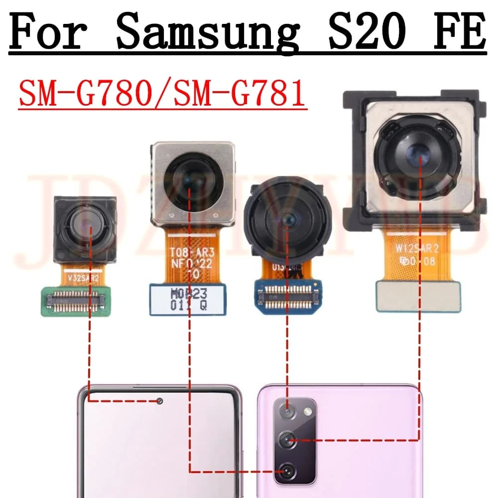 Fotocamera Anteriore e Posteriore per Samsung S20 FE 4G/5G G780F G780G G781B, Modulo Fotocamera Posteriore Principale e Selfie con Cavo Flessibile