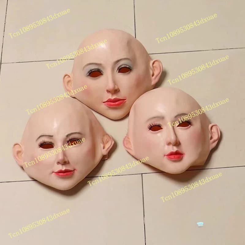 Silicone mask for female face simulation, latex, for make-up and mask parties
