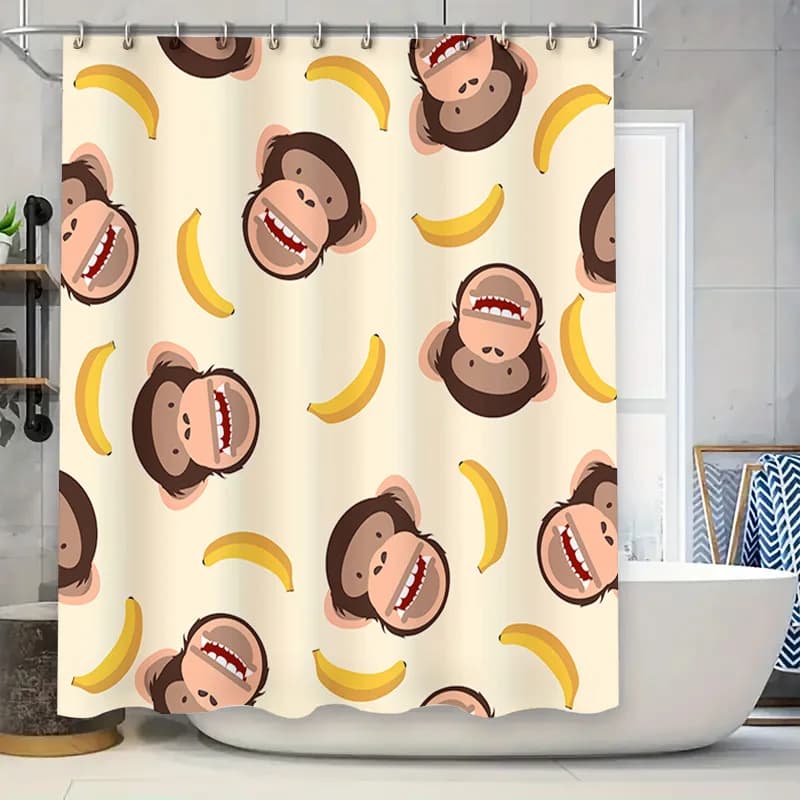 Scimmie Banane Cartoon Tenda da doccia Tessuto impermeabile Decorativo Bagno Room Decor 180x200 cm Accessori per la casa