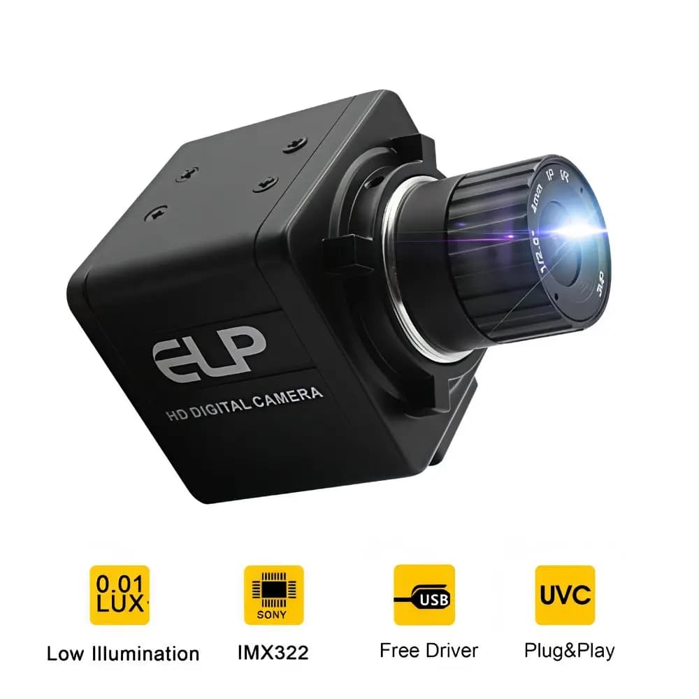 Modulo Telecamera ELP 2MP H.264 1080P, IMX323 0.01Lux Bassa Illuminazione, Webcam USB con Lente a Fuoco Manuale 4mm per Visione Industriale