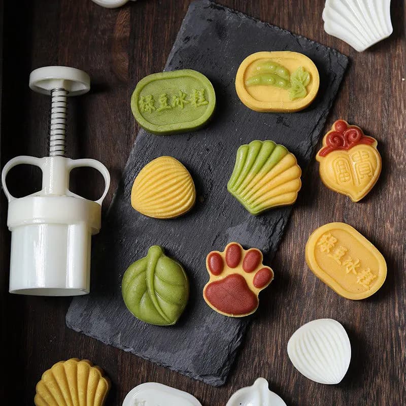 Stampi Antiaderenti a Pressione Manuale per Uso Domestico, per Mooncake alla Pasta di Fagioli e Gelato al Fagiolo Verde
