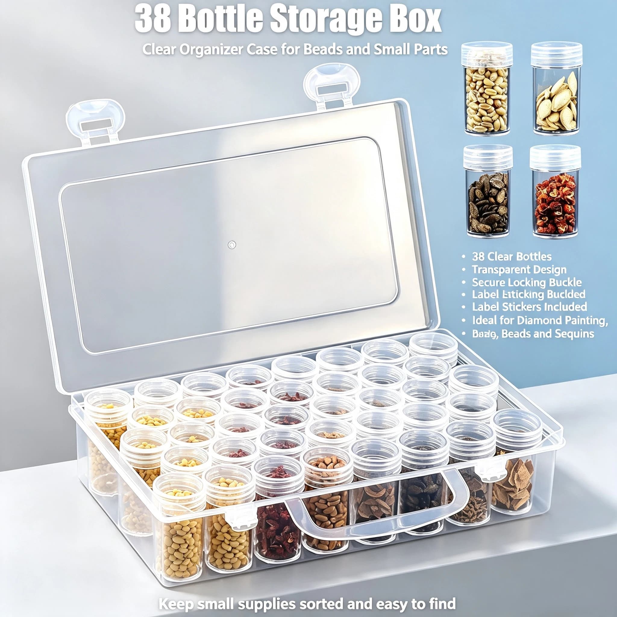 38/76/114/152 Bottle Diamond Painting Storageox, Diamond Art Portable Bead Storage Boxes for Diamond Painting Accessories Tool