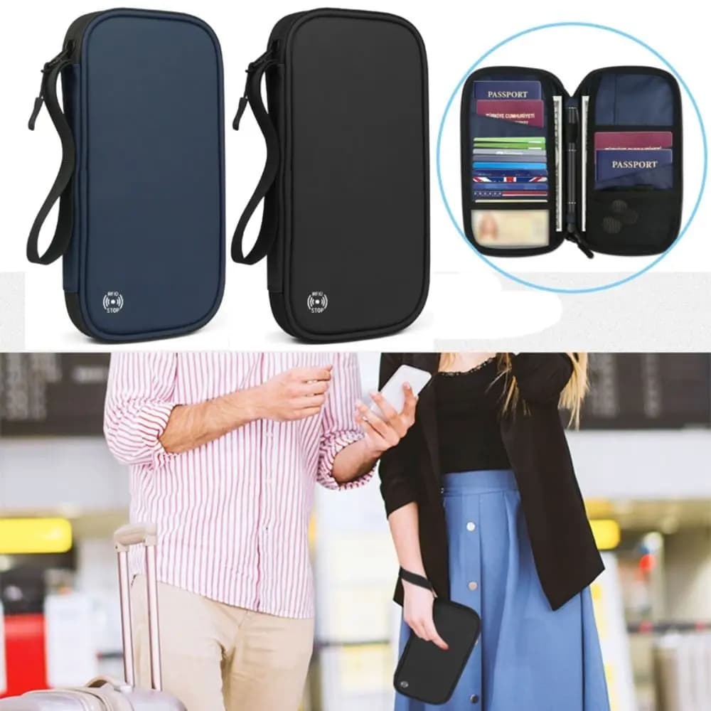 Portafoglio da viaggio impermeabile Custodia per passaporto leggera Porta passaporto per famiglia Copri carte per passaporto con blocco RFID