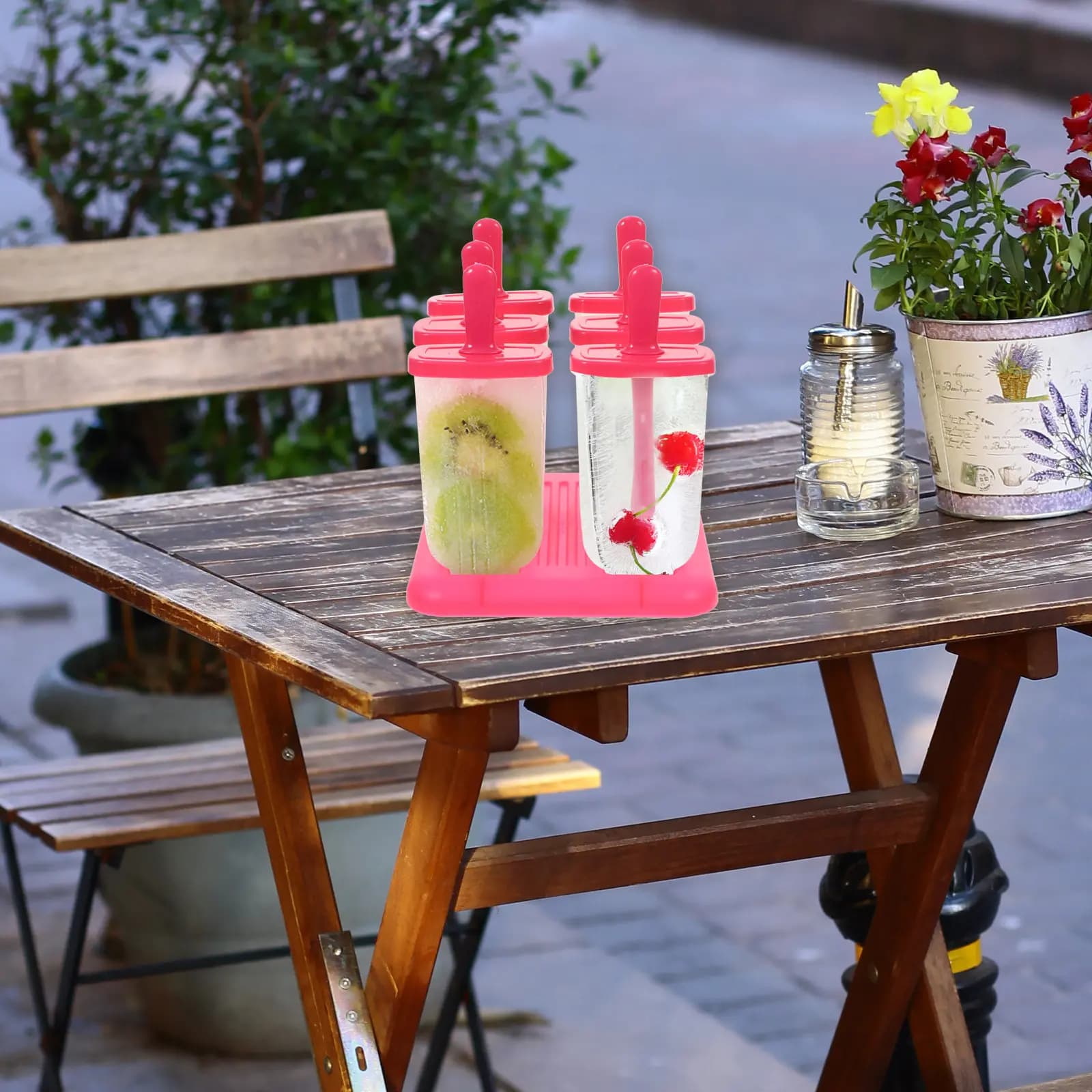 Set di Stampi per Gelato Colore Rosa in PP Sicuro per Alimenti, Riutilizzabili per Yogurt e Succhi Fatti in Casa