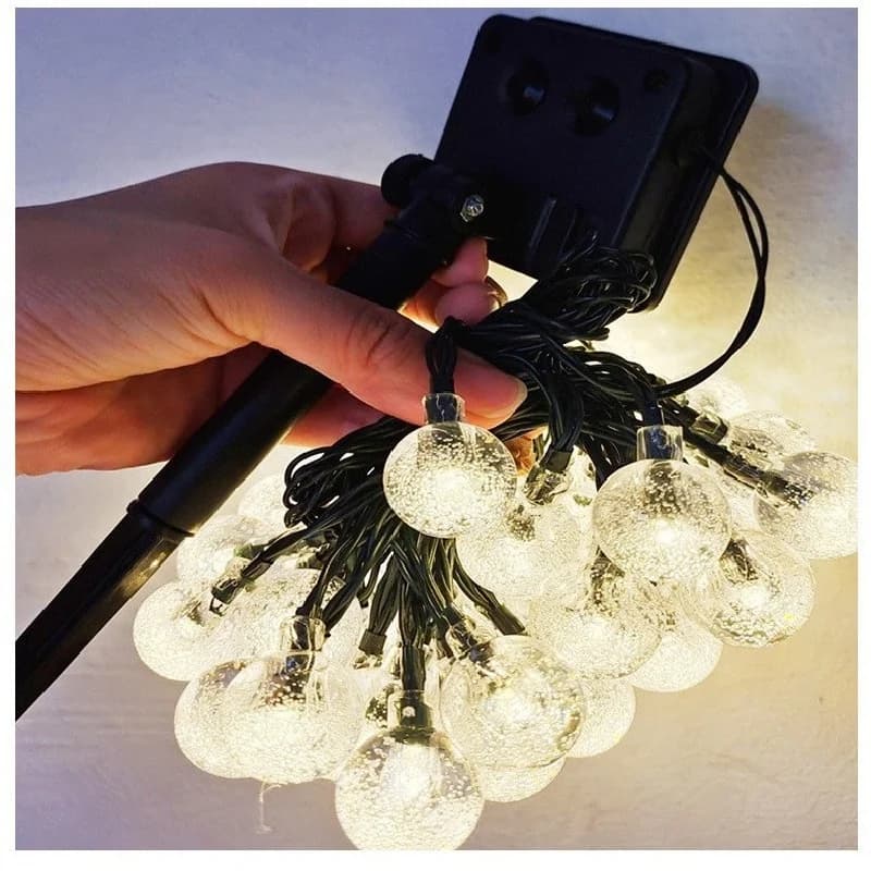 Luci a stringa solari per esterni 100 luci a stringa ad energia solare a LED Luci a sfera di cristallo impermeabili a 8 modalità Luci da patio a fata solare