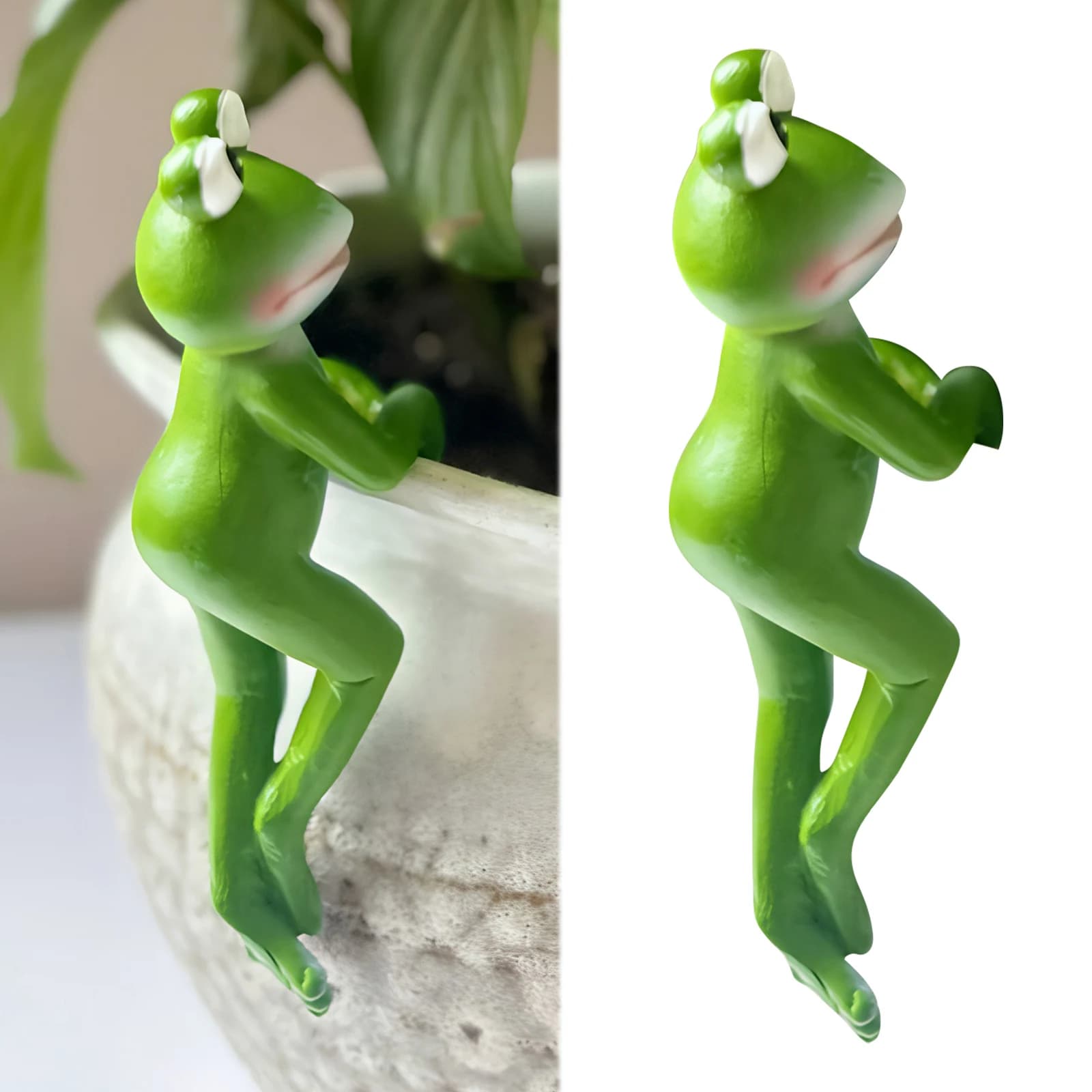 Resin Frog Figurines Cute Climbing Frog Figurines Flower Pot Hugger for Patio Balcony Lawn Plant Yard Pool