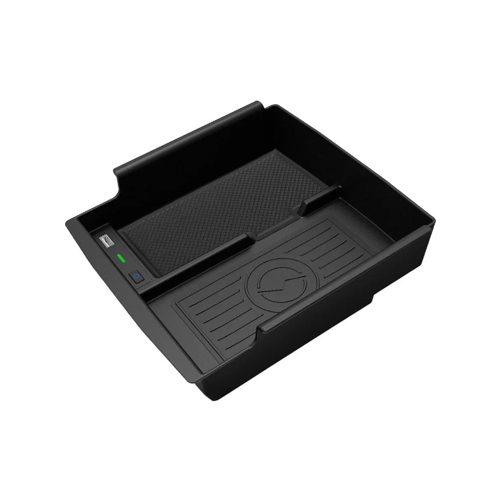 Organizzatore della scatola di immagazzinaggio del caricatore senza fili dell'automobile per Ford Bronco 2021 2022 2023 2024, vassoio della Console centrale di ricarica Wireless
