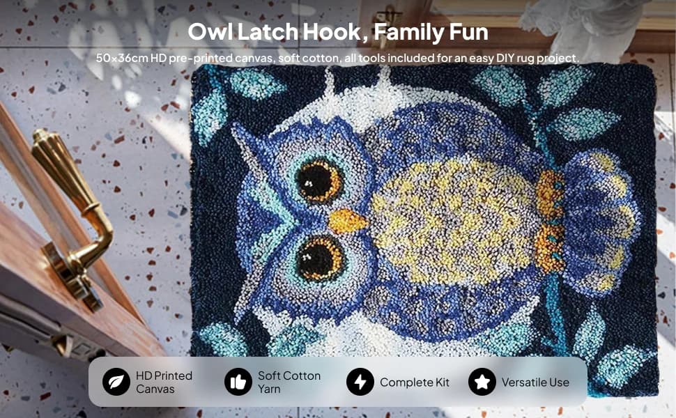 Crocheting Rug Yarn Latch Hook Unfinished Carpet Embroidery Kit Multicolor Cushion Cover for Christmas Gift
