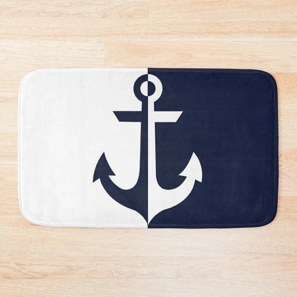 Tappetino da bagno con ancoraggio nautico bianco e blu navy Decorazioni per la casa per WC Tappetino da soggiorno antiscivolo