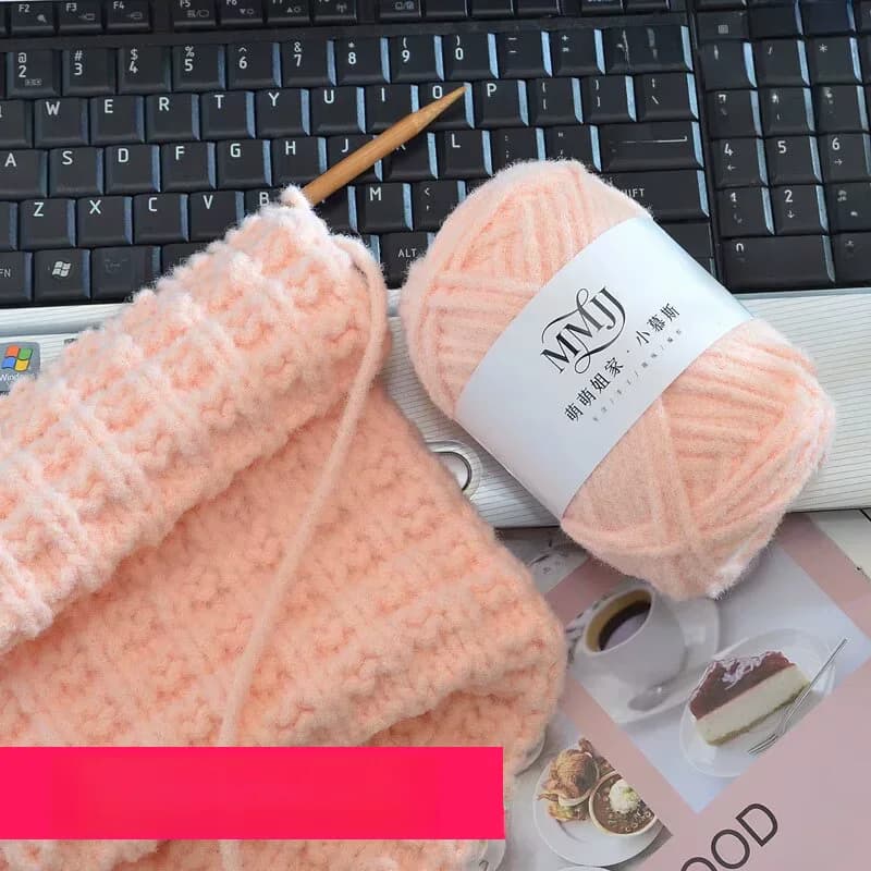 Kit per Lavorazione a Maglia con Filato Cloud Mousse Rice Noodle per Borse, Cappelli, Sciarpe, Accessori Moda Invernali Caldi Fai da Te con Uncinetto in Cotone