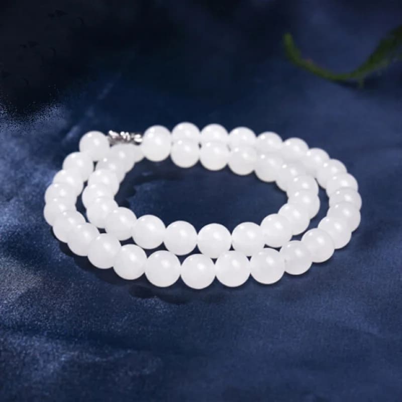 High-quality Qinghai bead , fashionable and versatile Hotan white jade
