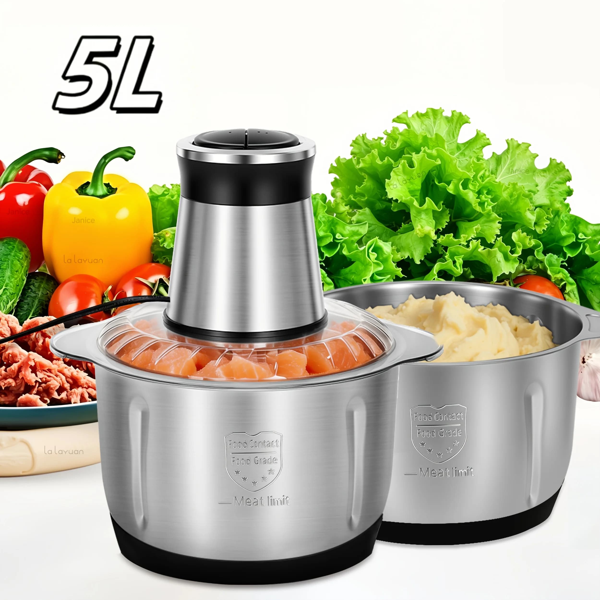 Compact Electric Food Chopper for Home Use – Grinds Meat, Mixes Salads, Chops Garlic, Onions, Fruits & Vegetables – Includes Reusable Container – Easy-Clean Multifunction Kitchen Helper – Semi-Automatic Operation – Space-Saving Design – Ideal for Daily Me