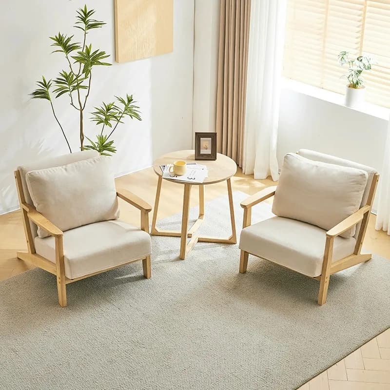 Poltrona imbottita, sedia dall'accento moderno con cuscino lombare, comoda sedia da lettura in tessuto di lino, poltrona lounge per soggiorno