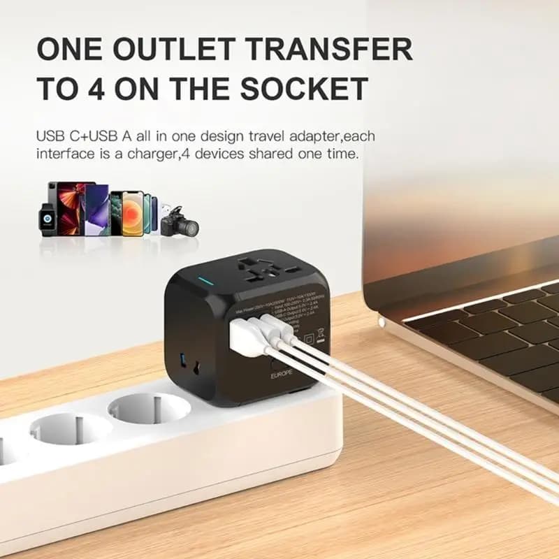 E56B Efficient Travel Adapter Travel Charging Adapter Multifunctional Charging Plug