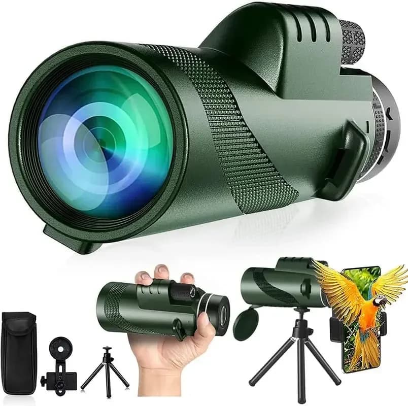 Monocular HD 80x100 for smartphone adaptor and tripod telescope with BAK4 prisma for birdwatching, hunting, hiking, outdoor camping