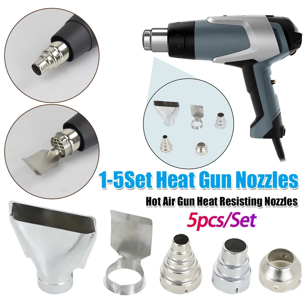 Kit 5 Ugelli per Pistola ad Aria Calda, Diametro 35mm, Accessori in Acciaio Inox per Stazione di Saldatura e Rilavorazione