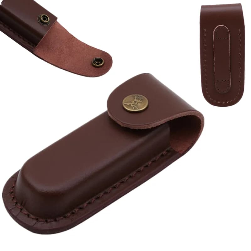 Attrezzo da esterno Coltello pieghevole Porta torcia Fodero in pelle Carry Belt Loop Pocket Custodia da campeggio per caccia Borsa multi fondina