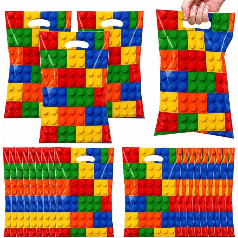 Building Block Birthday Party Favor Bags Goodie Bags Party Supplies Decorations Gift Bags for Lego-Themed Celebrations Events