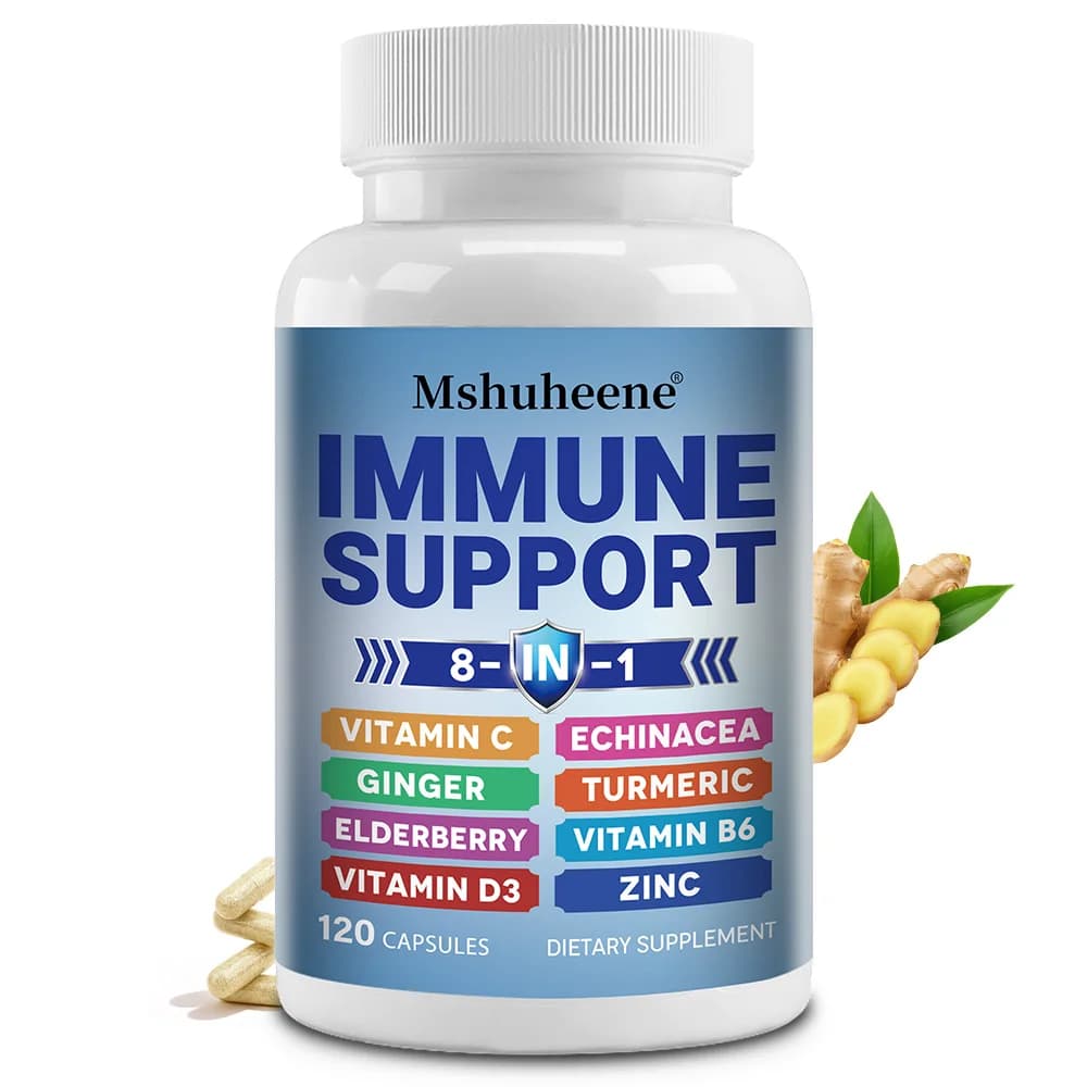 Adult Immune Boosting Supplement - 4-in-1 Natural Defense Formula with Vitamins C, D3, B6, Zinc, and 4 Herbal Extracts