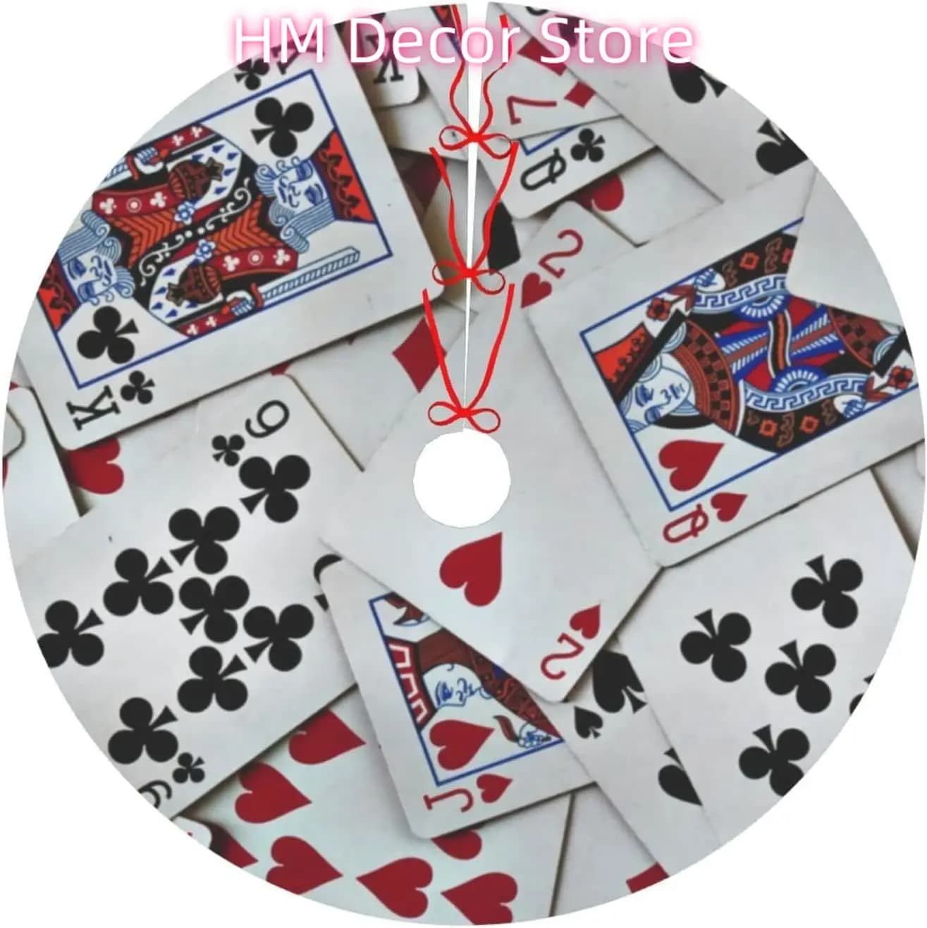 Carte da gioco Giochi da poker Queen King Gonna per albero di Natale Rotonda Neve invernale Adatta per Natale Natale Festa di Halloween