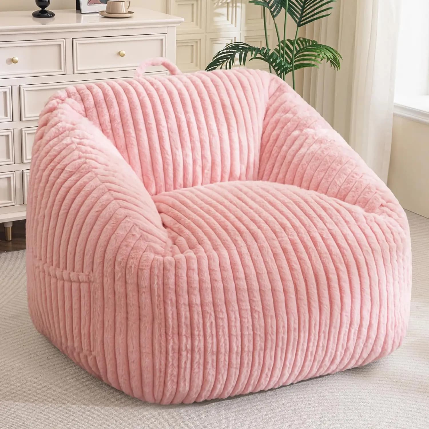 Poltrona Gigante a Sacca per Adulti e Bambini, Grande Divano Comodo da Terra in Rosa per Soggiorno e Gaming