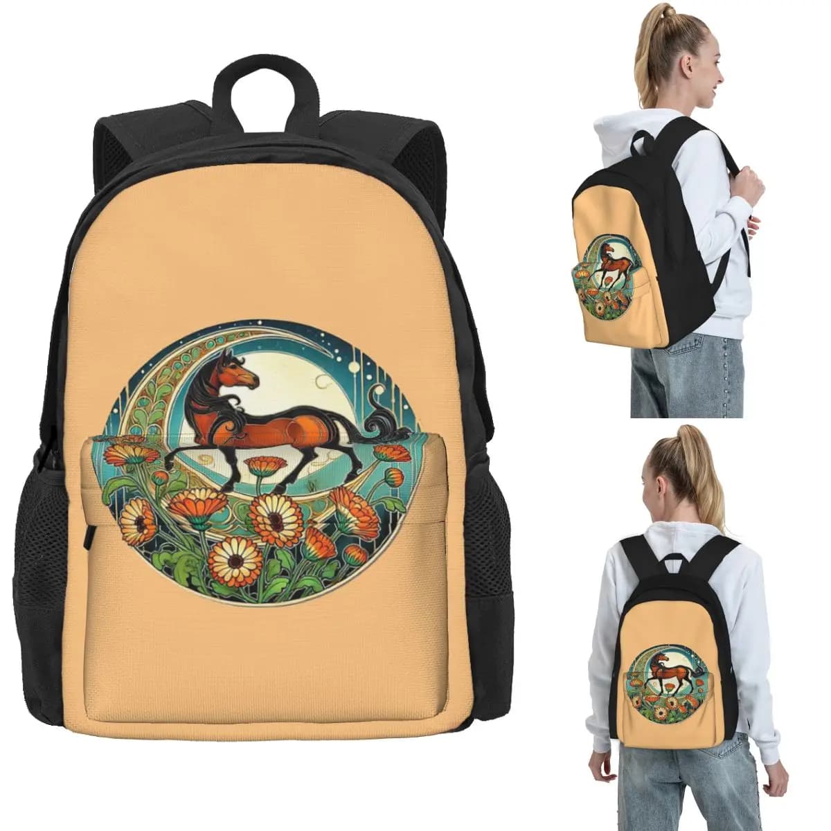 Horse Backpack Hot Sale Daypack Large Capacity Children BookBag School Bag Shoulder Bags for Men Women
