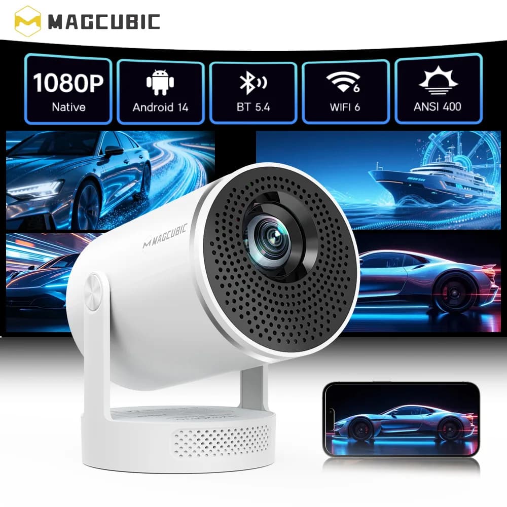 Magcubic Android 14 Native 1080P 8K Projector HY320Pro-A Full HD Projector Manual Focus Portable Home Cinema