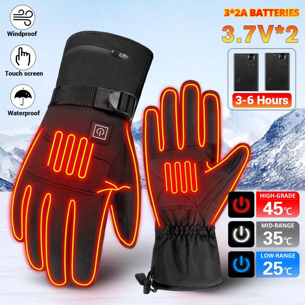 Guanti da moto riscaldati Guanti impermeabili Moto Invernali Moto da corsa Equitazione da corsa Guanti da sci Guanti riscaldanti touch screen