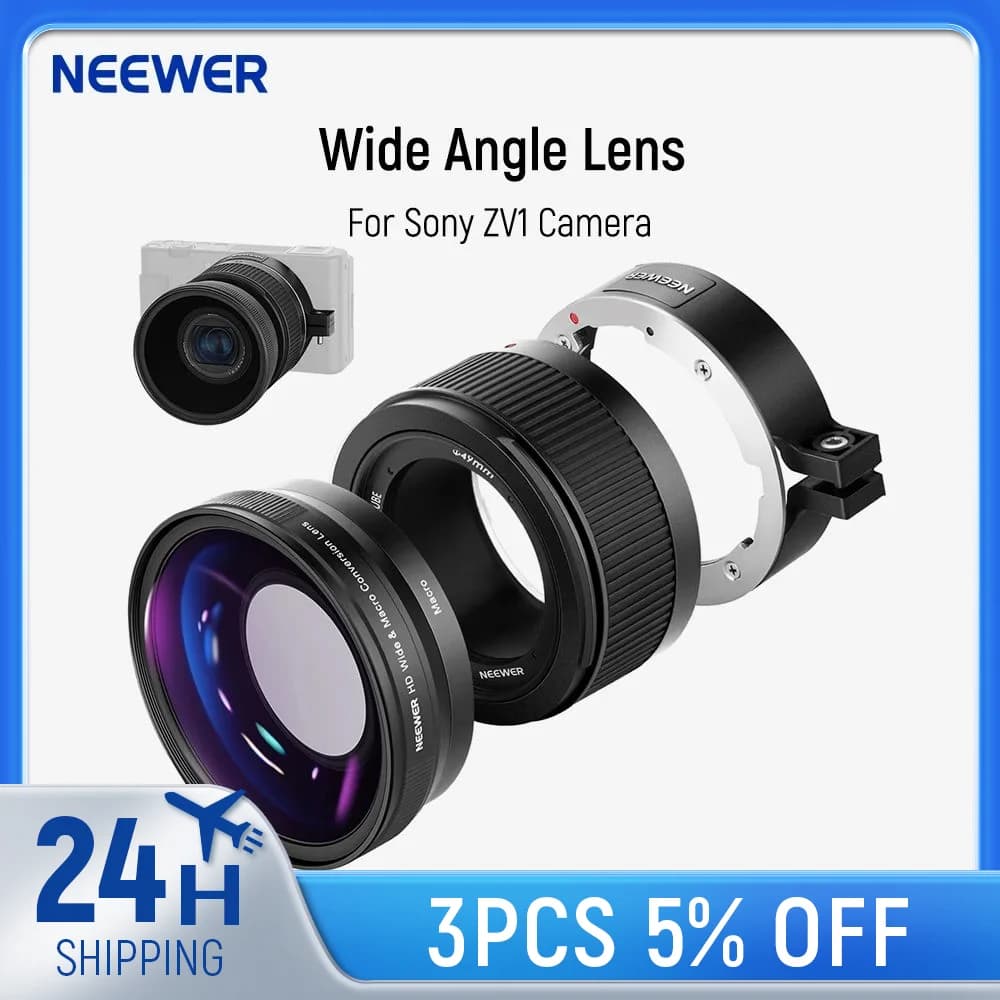 Neewer Obiettivo grandangolare per fotocamera Sony ZV1 2 in 1 HD grandangolare da 18 mm e obiettivo aggiuntivo macro 10x con tubo di prolunga