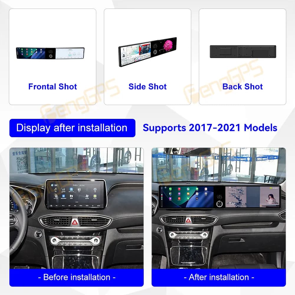 24.6 pollici Android Radio Wireless Apple Per Hyundai Santa Fe 2017-2021 Bluetooth Carplay Multimedia Touch Screen Stereo DSP 4G