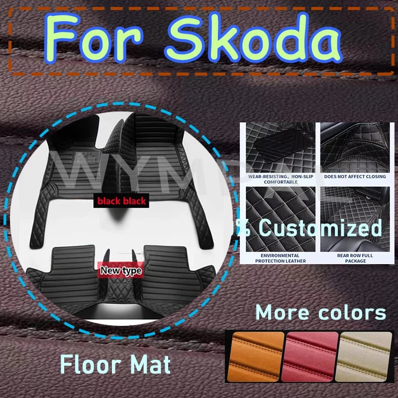 Tappetini per auto di lusso per Skoda Octavia Superb Fabia Kodiaq Karoq Rapid Enyaq Tappeti Pads Accessori interni tappetini completi