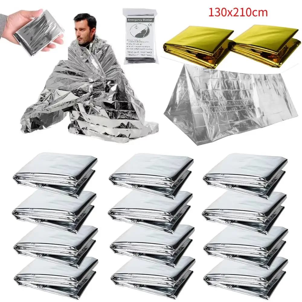 10-1PCS Emergency Thermal Blanket Outdoor Survival Blanket Folding Waterproof Windproof Rescue Blanket First Aid Camping Mat Pad
