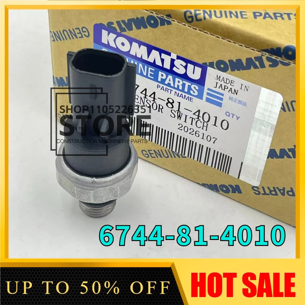 6744-81-4010 6744814010 Sensore di Pressione Elettrico per Escavatore Komatsu PC200-8 PC300-8, Ricambi per Escavatori