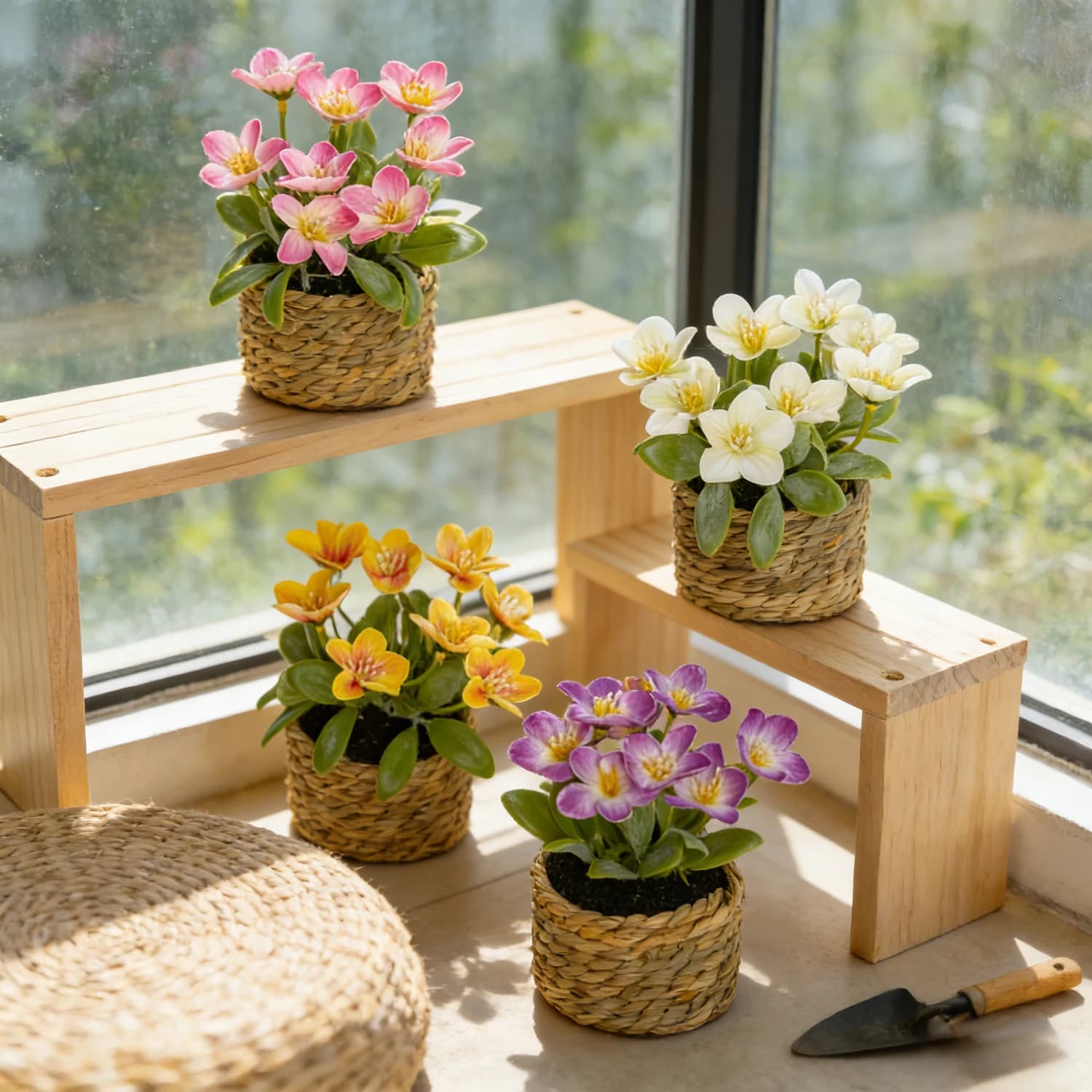 Artificial Plants in Chamomile and Rattan Vase, Grass Cumules, Marina Grass, 3 Artificial Plants in Different Shapes Vase, Home Decorations