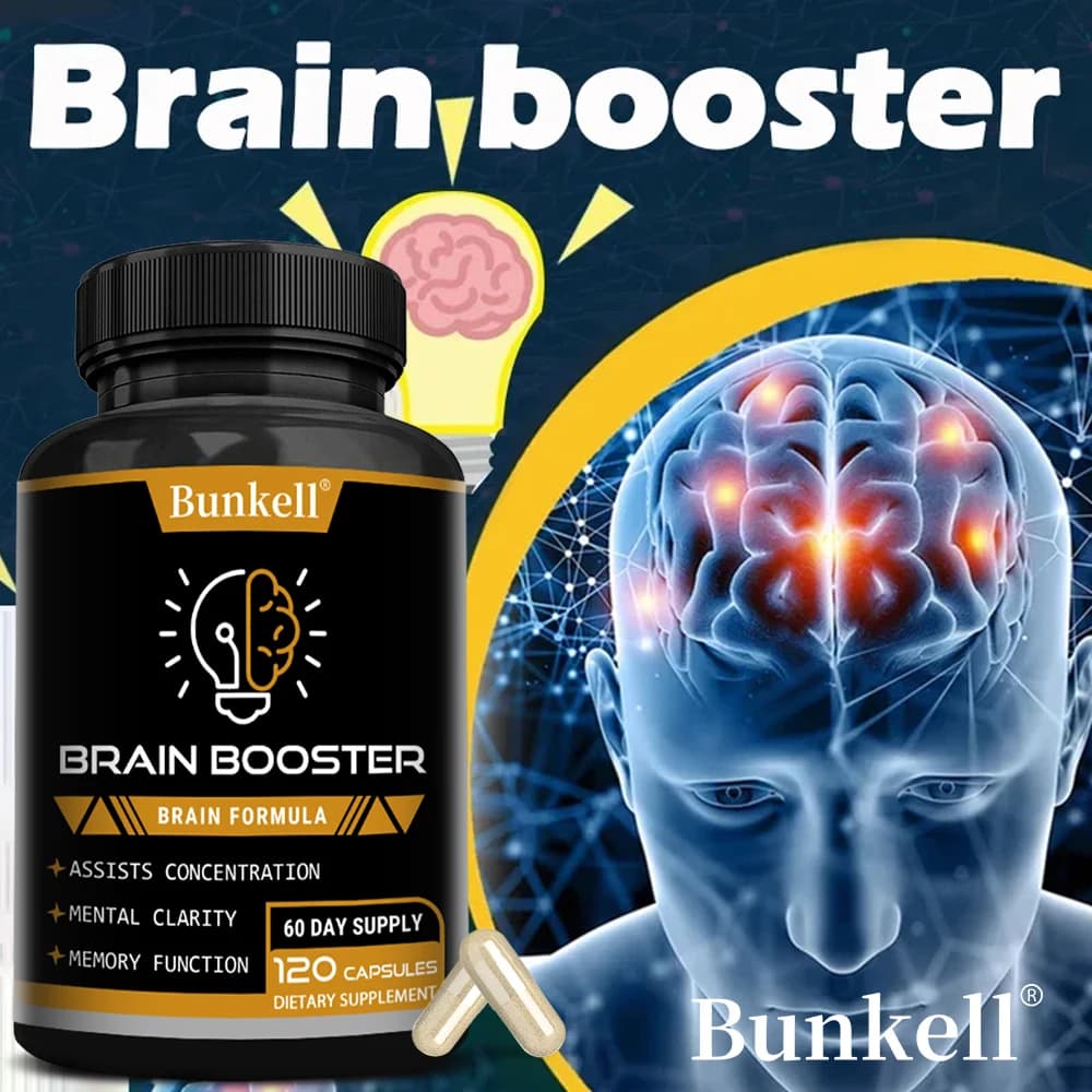 Brain health supplement - with Ginkgo Biloba, vitamin B12, helps improve cognitive function and memory, protects nerve cells