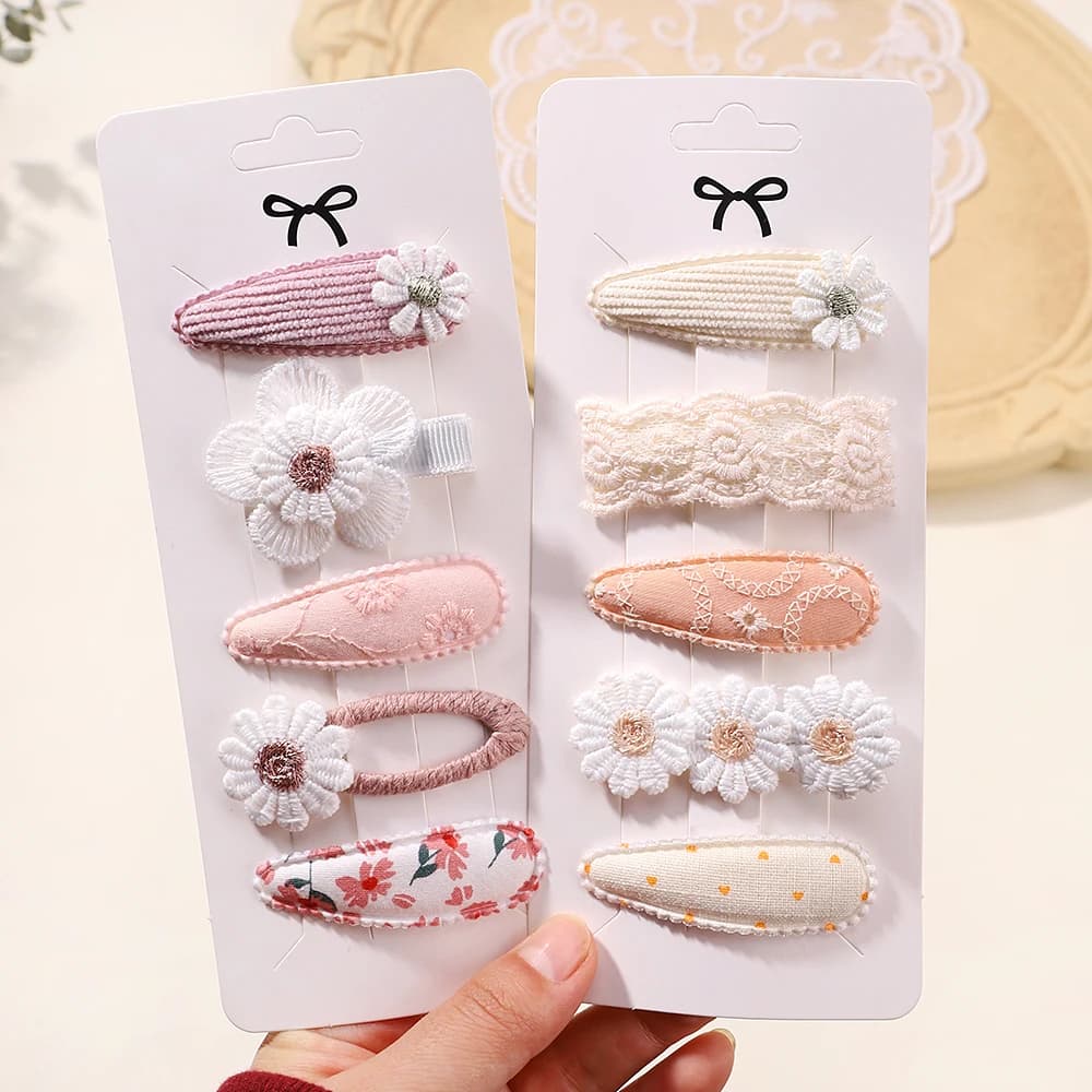 5 pcs/set Mini Baby Hair Clips Cute Rainbow Floral Rabbit Princess Backpack for Baby Girl Beautiful Bang Side Clips Hair Accessories