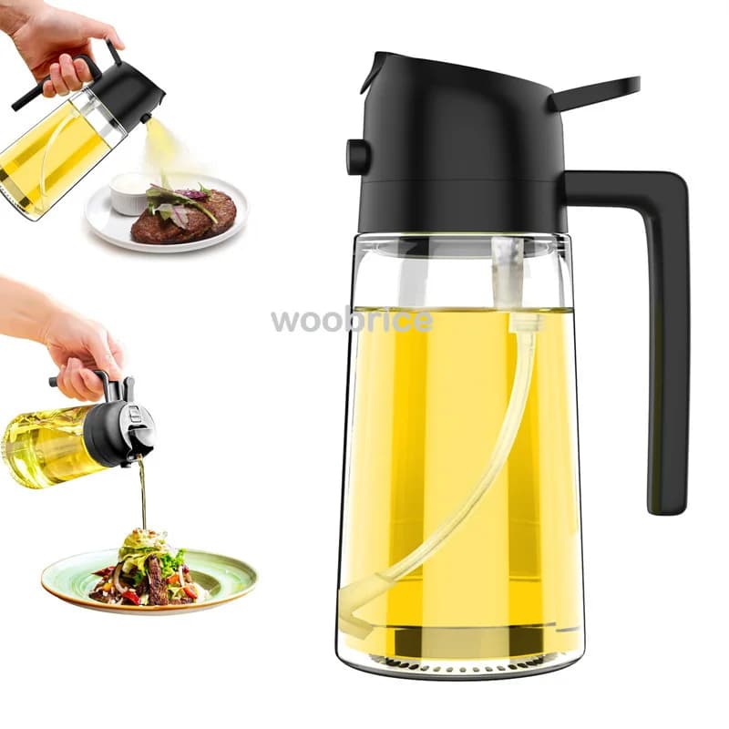 Dispenser spray olio da cucina 2 in 1: spruzzatore e pennello per friggitrice ad aria, insalate, grigliate, arrosti e cucina