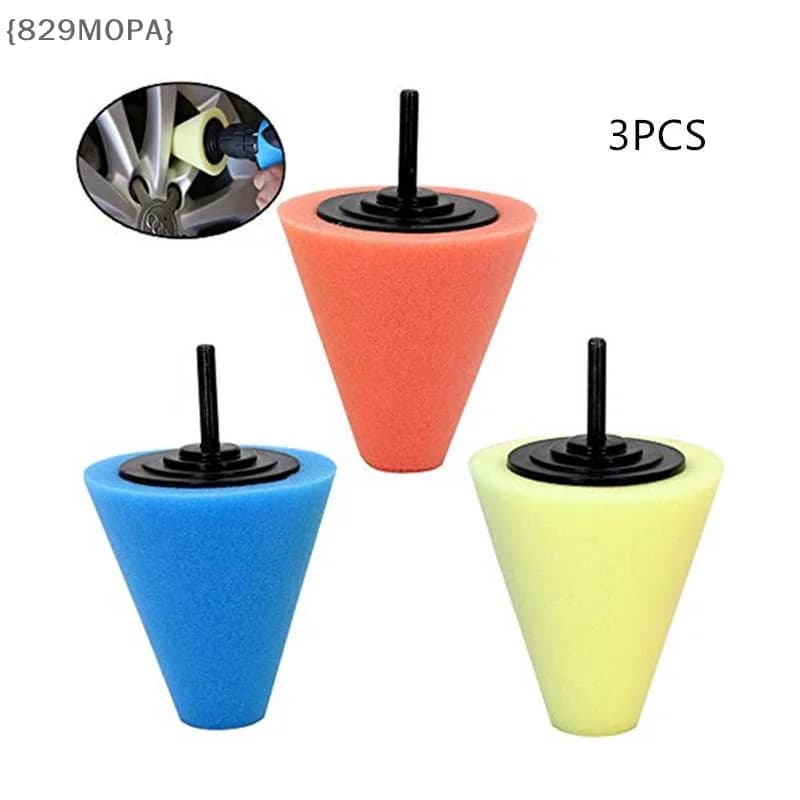【829MOPA】Set 3 Spugne Lucidanti a Cono, Ruota Lucidante a Sfera, Tamponi per Lucidatura e Ceratura Auto, Tamponi per Lucidatura e Ceratura