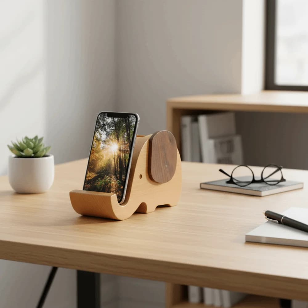 Organizer da Scrivania in Legno a Forma di Elefante, Design Creativo Multiuso, Portapenne, Ornamento da Scrivania, Scatola Portaoggetti