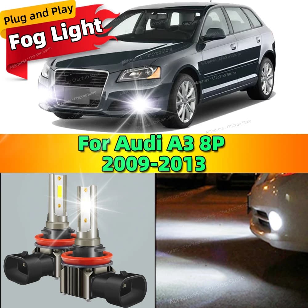 2 pz Auto Fendinebbia Anteriore Fendinebbia Lampadine LED Chip 6000 K Plug and Play Per Audi A3 8P 2008 2009 2010 2011 2012 2013