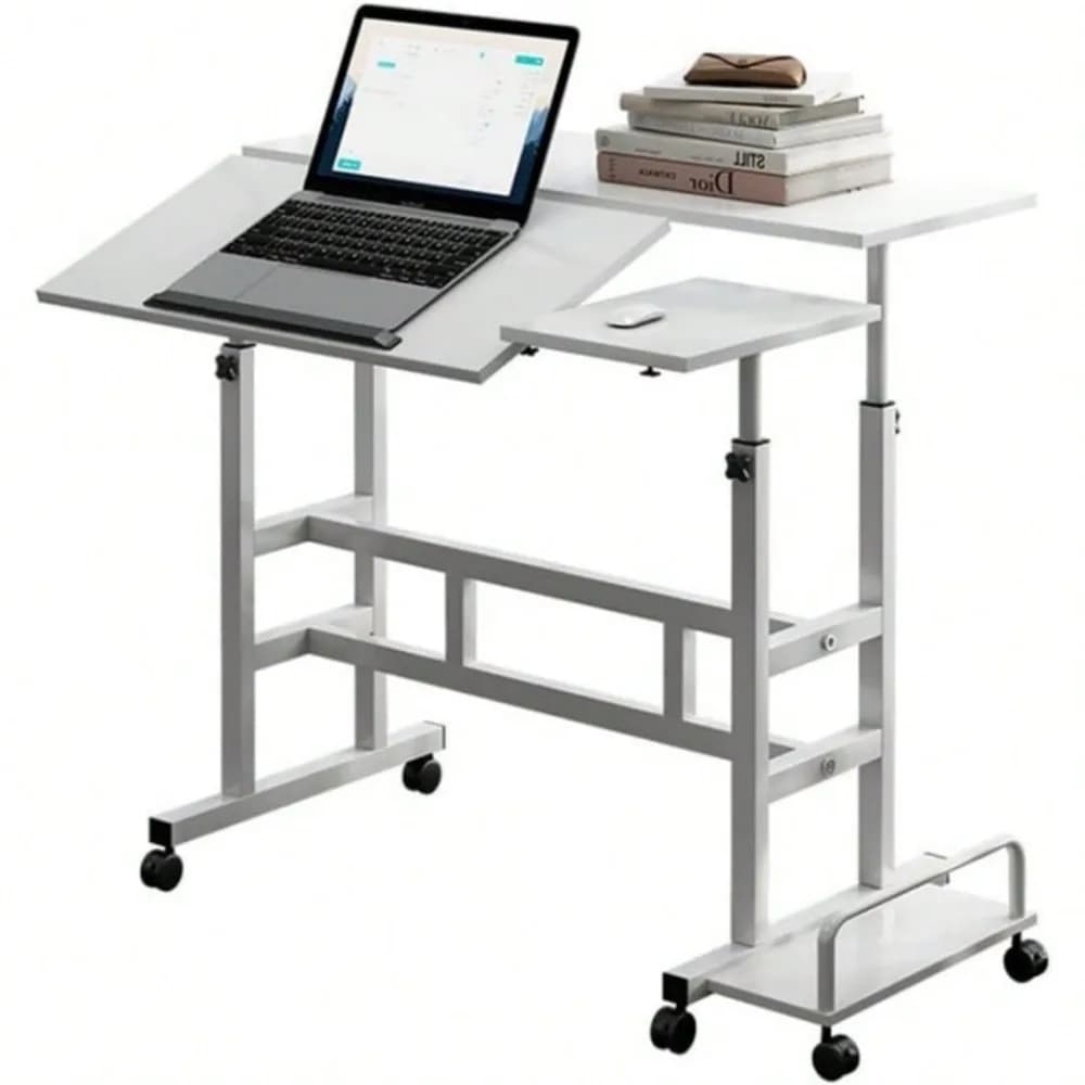 Scrivania mobile per laptop sit-stand, scrivania regolabile in altezza con piano inclinabile, tavolo per computer da 31,5 pollici per casa