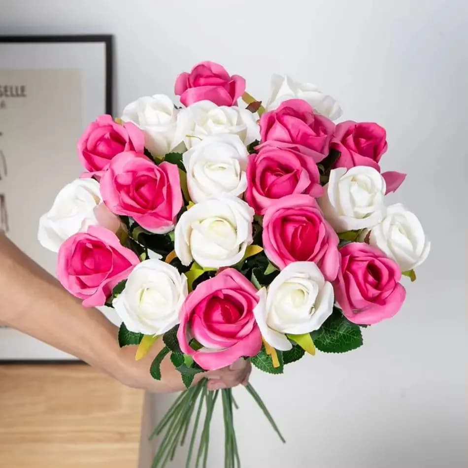 3/5/10/20 Pezzi Bouquet di Rose Artificiali per Decorazione Matrimoni, Ghirlande, Vasi, Casa, Giardino, Feste, Piante Fai-da-Te, Regalo, Accessori per Feste